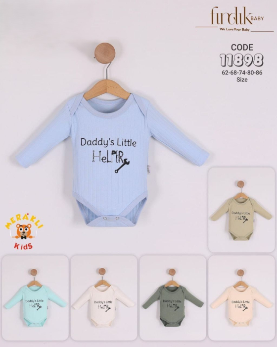 Body bebeluș cu mesaj „Daddy’s Little Helper”, mânecă lungă, material fin [1]
