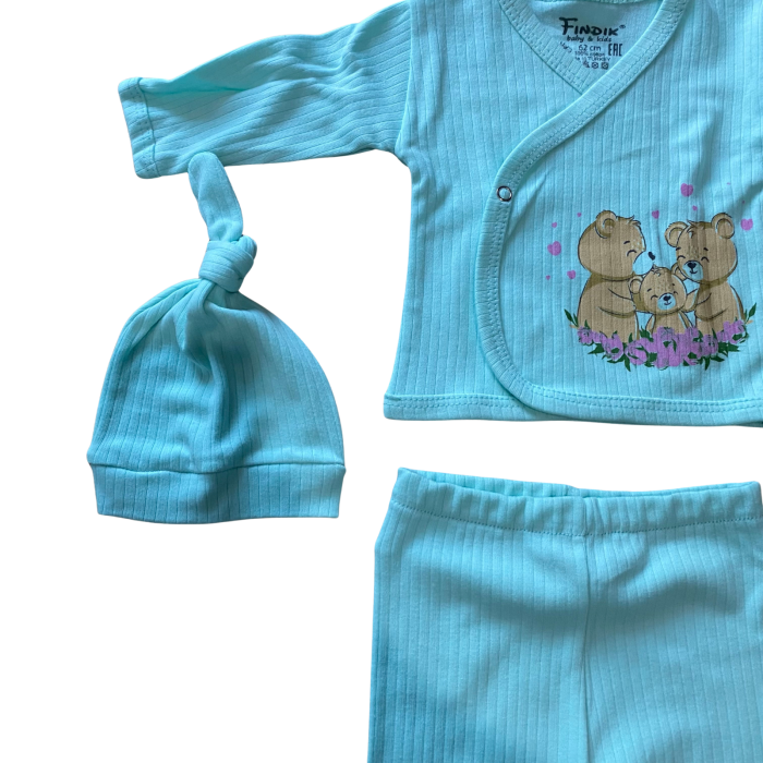 Set 5 piese cu imprimeu ursuleți – bluză, pantaloni, bavețică, căciuliță și mănuși [3]