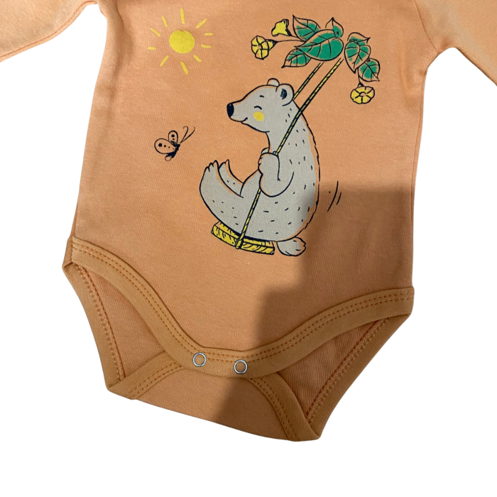 Body cu mânecă lungă și imprimeu ursuleț pe leagăn [3]