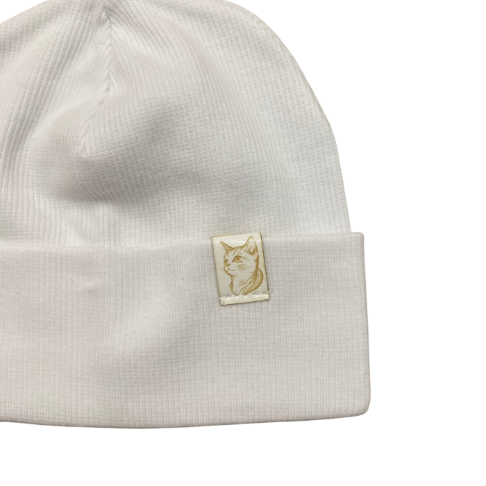 Căciuliță pentru bebeluși din bumbac, cu etichetă pisicuță [2]