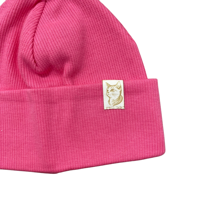 Căciuliță pentru bebeluși din bumbac, cu etichetă pisicuță [2]