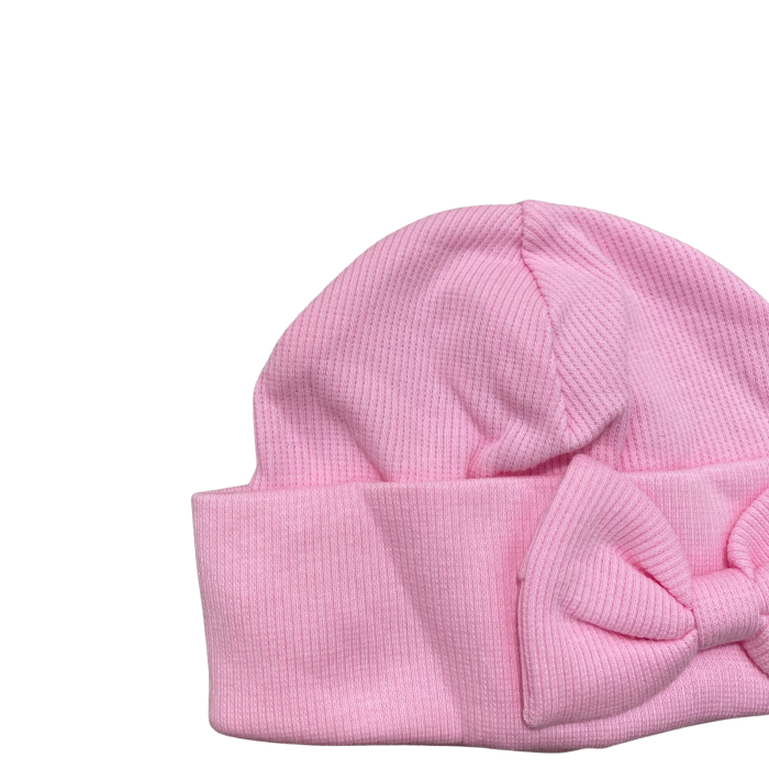 Căciuliță pentru bebeluși din bumbac, cu fundiță decorativă [2]