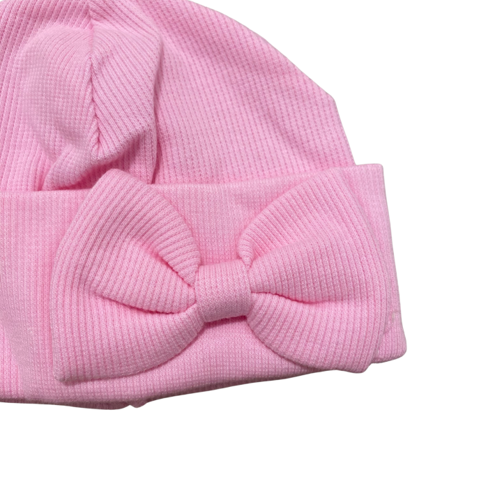 Căciuliță pentru bebeluși din bumbac, cu fundiță decorativă [3]