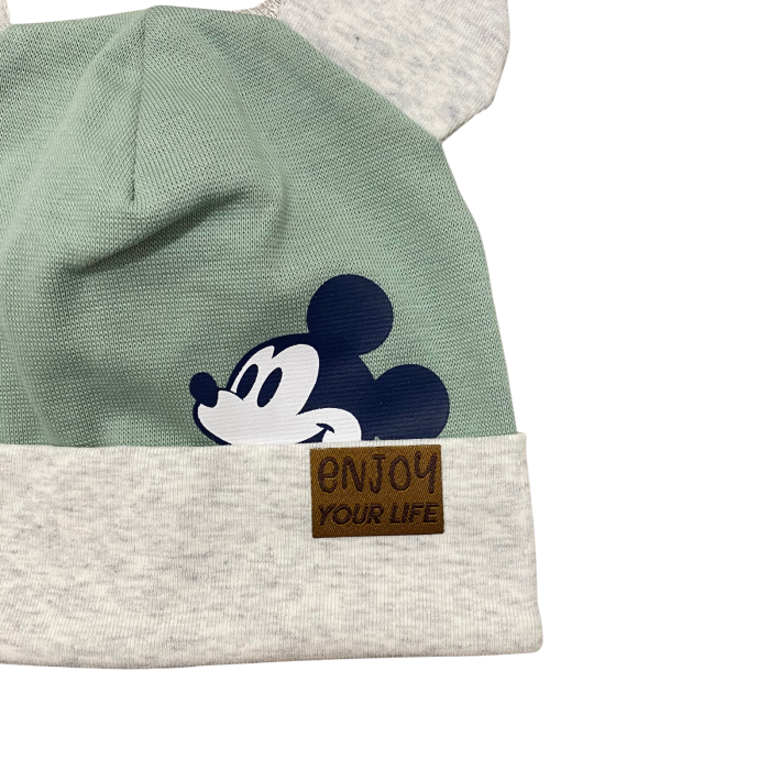 Căciuliță pentru bebeluși din bumbac, cu urechiușe și imprimeu Mickey Mouse [2]