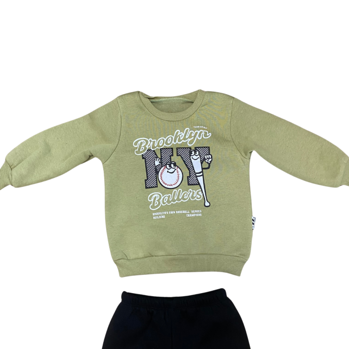 Compleu băiețel albastru „Brooklyn Ballers” – bluză sport și pantaloni negri [2]