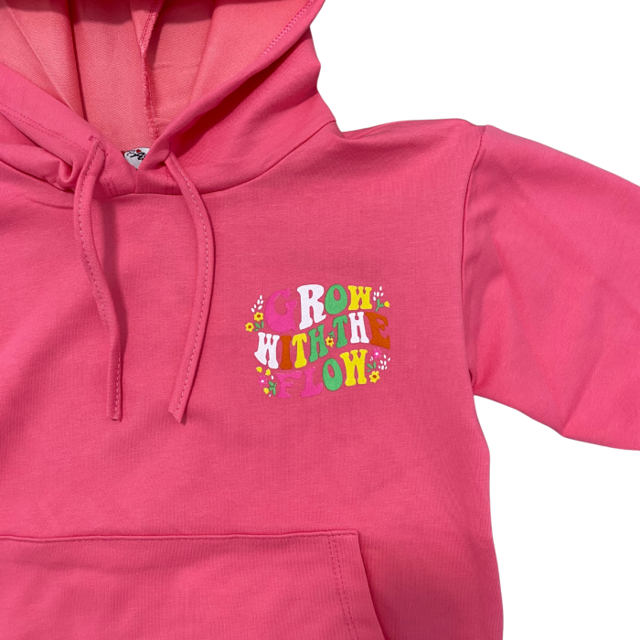 Hanorac roz cu glugă pentru copii – imprimeu „Grow with the Flow” [3]