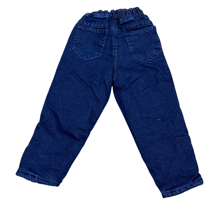 Pantaloni din denim albastru căptușiți cu blană moale [5]