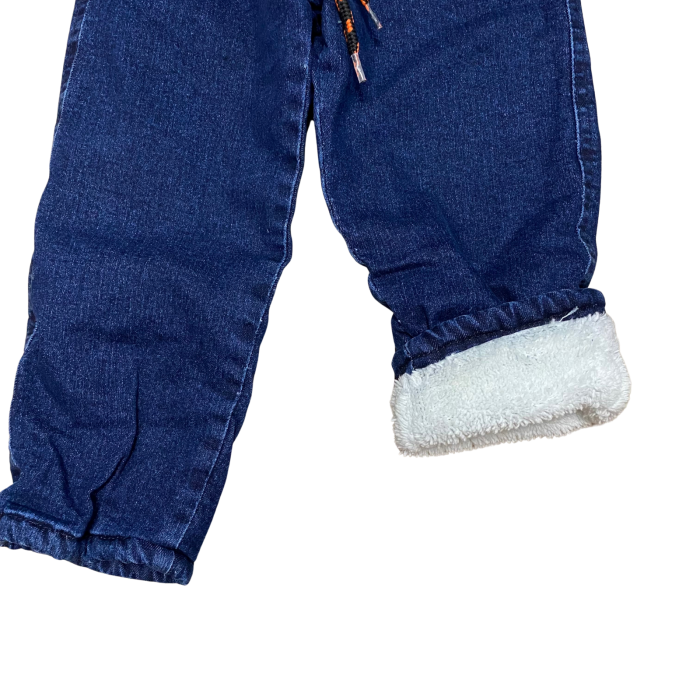 Pantaloni din denim albastru căptușiți cu blană moale [2]