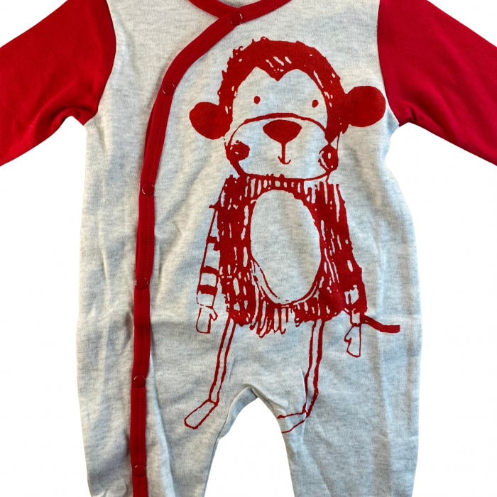 Salopetă-pijama din bumbac moale – model cu maimuțică [2]