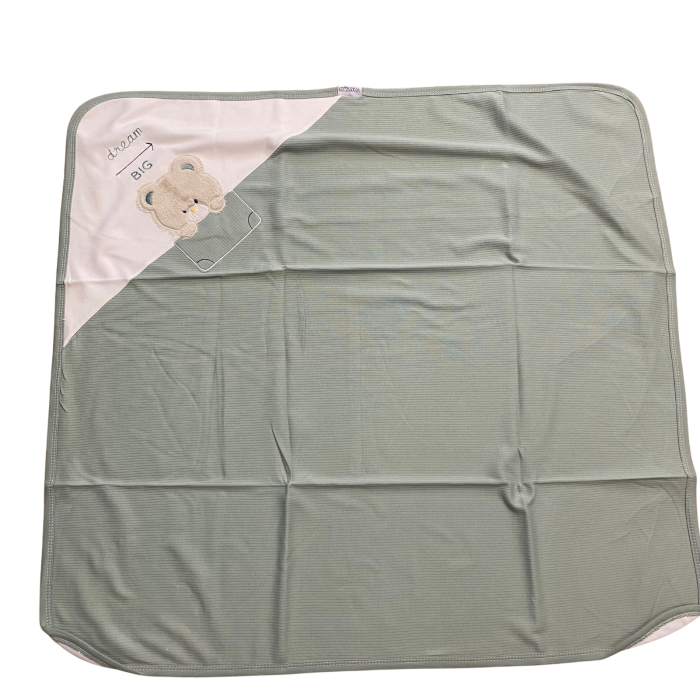 Păturică bebe din bumbac cu glugă și aplicație ursuleț „Dream Big” [2]