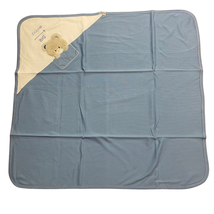 Păturică bebe din bumbac cu glugă și aplicație ursuleț „Dream Big” [2]