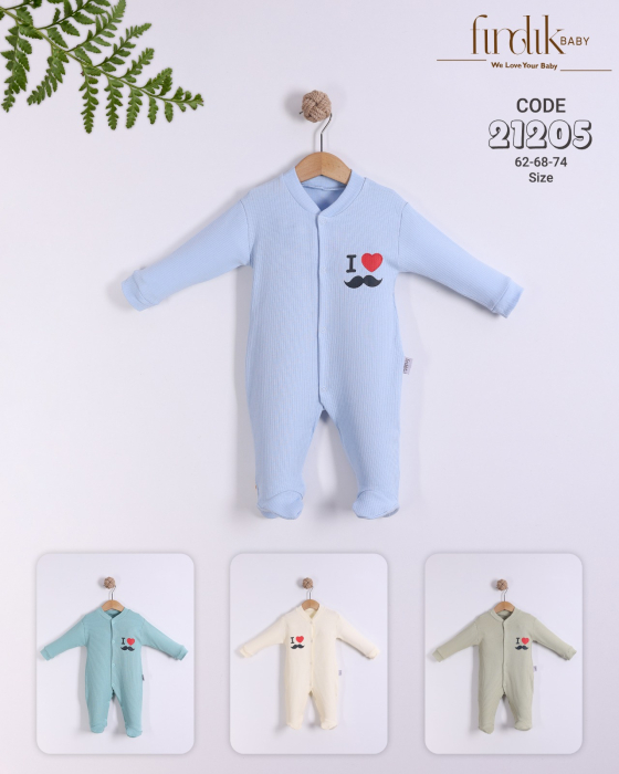 Salopetă bebe cu imprimeu inimă și mustață – Fırdık Baby [1]