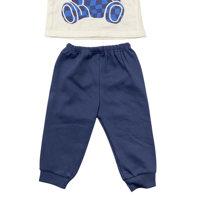 Set 2 piese copii „Blue Bear” – Bluziță albă cu urs albastru și pantaloni bleumarin [3]
