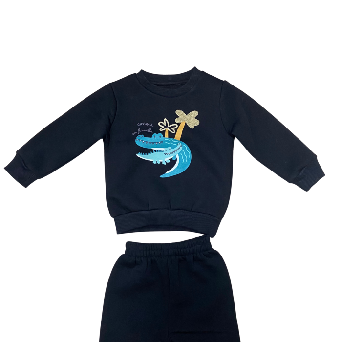 Compleu copii cu imprimeu crocodil și palmier [2]