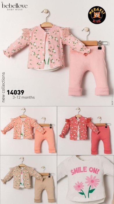 Compleu fete 3 piese cu jachetă florală și bluză Smile On imprimeu [1]