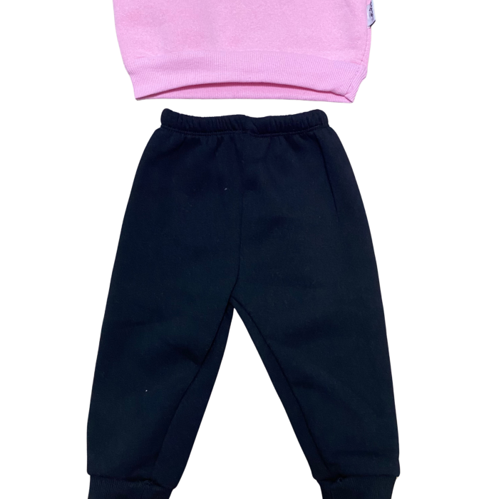 Compleu fetiță roz „Do What You Love” – bluză cu mesaj motivațional și pantaloni negri [3]