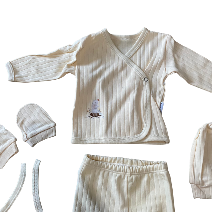 Set 5 piese cu imprimeu urs polar – bluză, pantaloni, bavețică, căciuliță și mănuși [2]