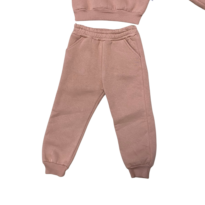 Set trening cu bluză și pantaloni, buzunar frontal și imprimeu ursuleț [3]