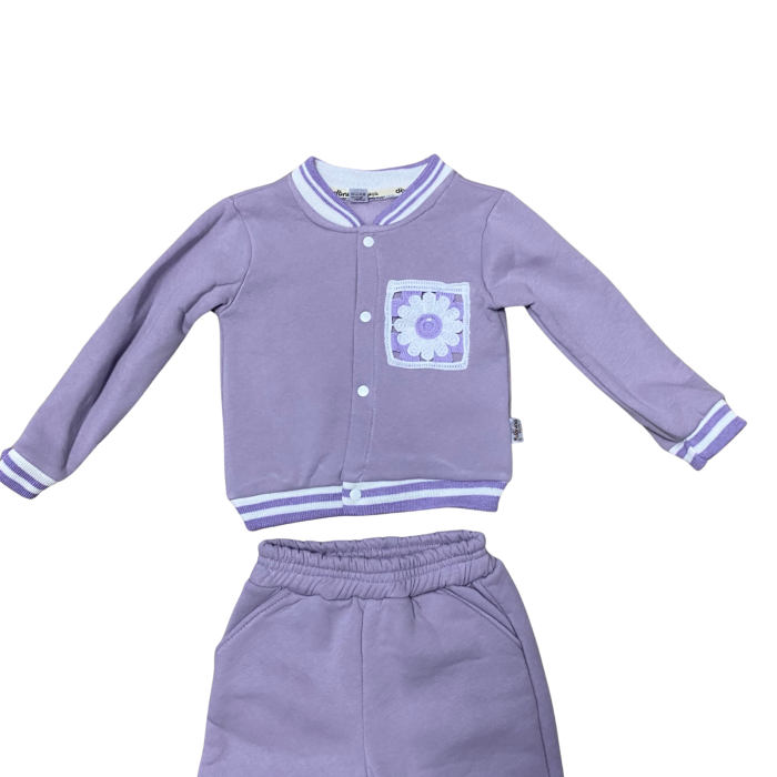 Set trening din două piese cu jachetă tip bomber și imprimeu floare [2]