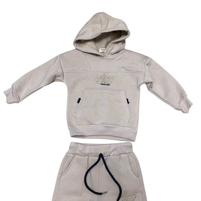 Compleu băiețel gri „Lucky Mood” – hanorac cu glugă și pantaloni sport [2]