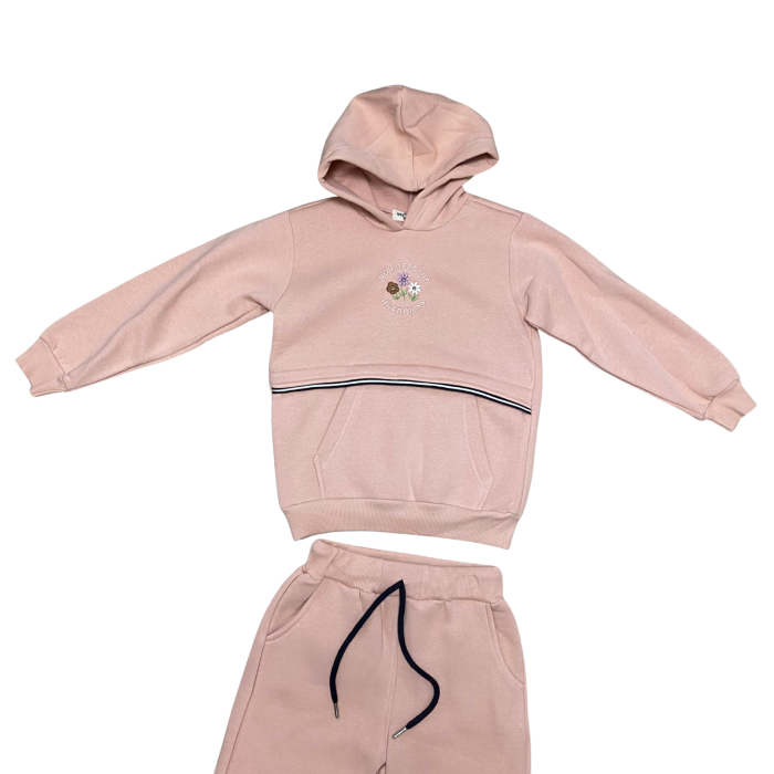 Compleu fetiță bej pudră „Lovely Daisy” – hanorac cu glugă și pantaloni comozi [2]