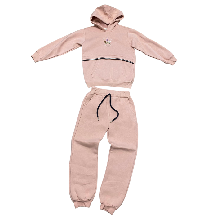 Compleu fetiță bej pudră „Lovely Daisy” – hanorac cu glugă și pantaloni comozi [1]