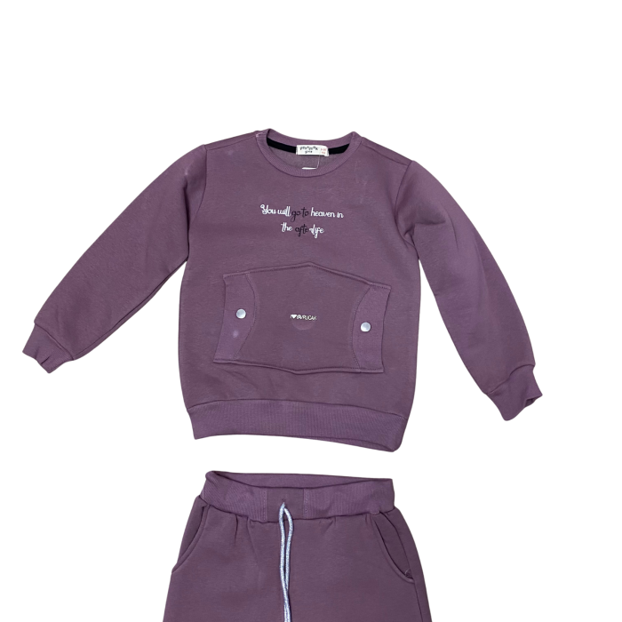 Set trening din două piese cu buzunar frontal și imprimeu minimalist [2]