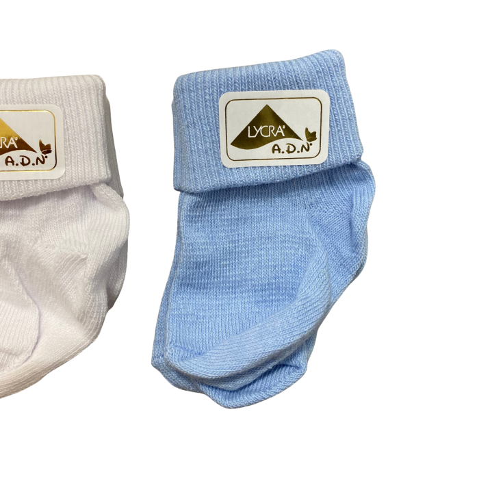 Șosetuțe bebeluș 0-3 luni din bumbac moale – alb & bleu, confortabile și elastice [2]