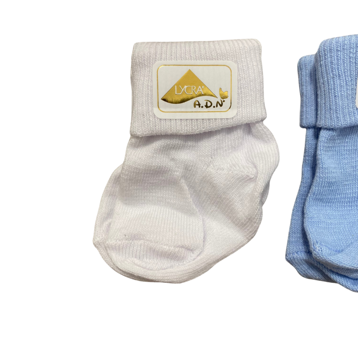 Șosetuțe bebeluș 0-3 luni din bumbac moale – alb & bleu, confortabile și elastice [3]