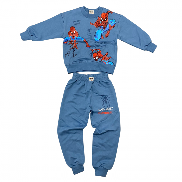Trening copii 2 piese – bluza si pantaloni albastri cu imprimeu Spiderman [1]