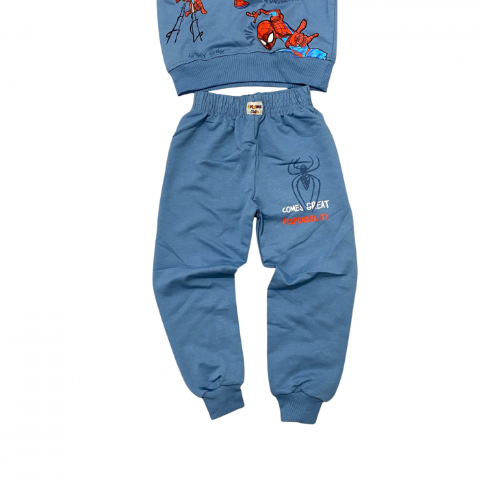 Trening copii 2 piese – bluza si pantaloni albastri cu imprimeu Spiderman [3]
