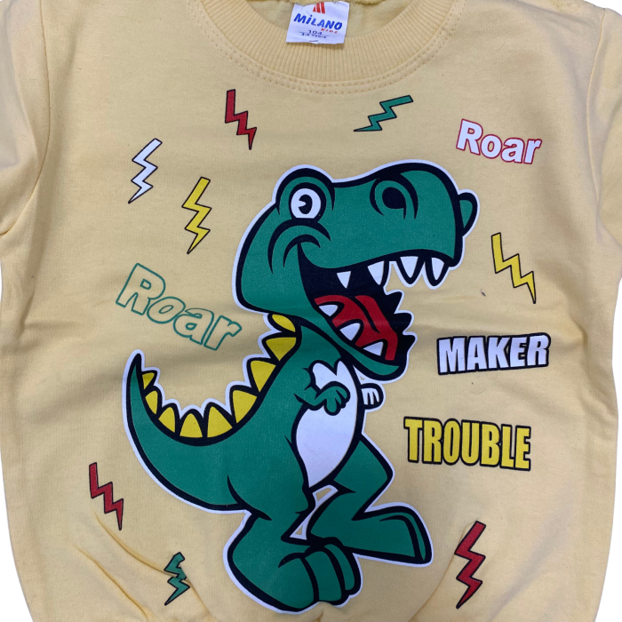 Trening copii galben cu dinozaur  – Bluziță și pantaloni negri, bumbac 100% [4]