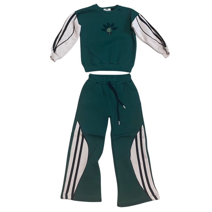 Trening copii din bumbac 2 piese cu dungi laterale și broderie centrală [1]