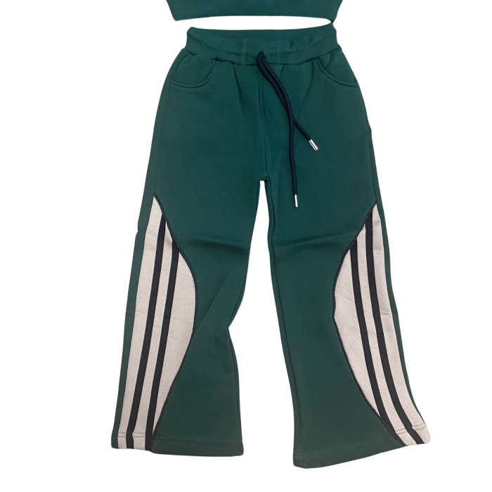 Trening copii din bumbac 2 piese cu dungi laterale și broderie centrală [3]