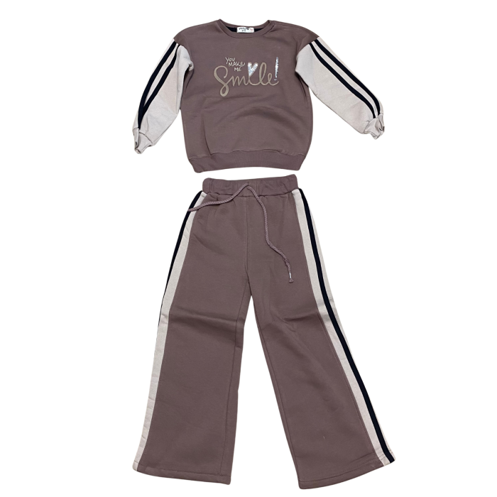 Trening copii din bumbac 2 piese cu inscripție „You Make Me Smile” și dungi laterale [1]