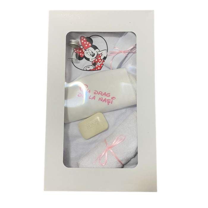 Trusou Botez Fetiță Minnie Mouse – Prosop, Pânză și Accesorii Asortate [1]