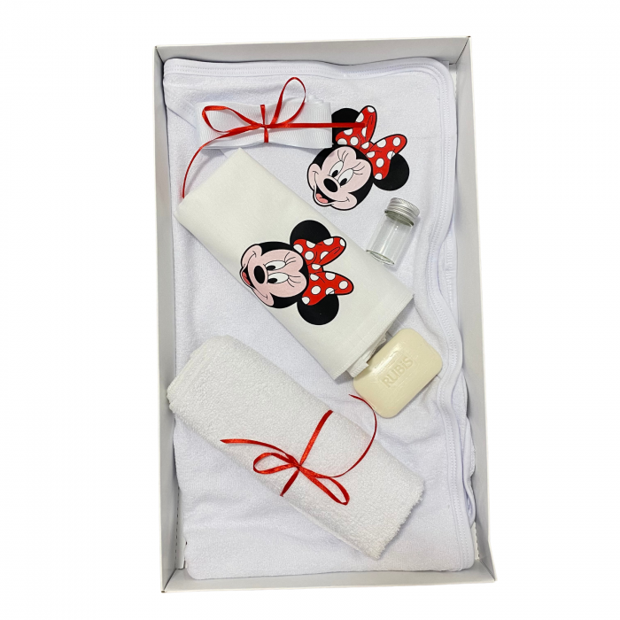 Trusou botez fetiță Minnie Mouse  – set complet cu prosop, săpun și accesorii [2]