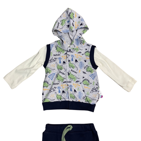 Set copii 3 piese cu vestă cu glugă Dino și pantaloni cu genunchiere [1]