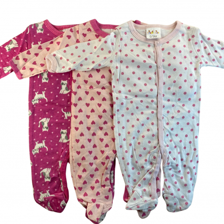 Bebeluși fete - 3 PERECHI DE PIJAMA-SALOPETĂ