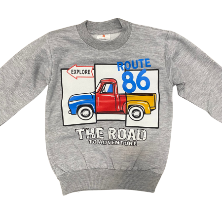 Seturi și compleuri - Trening copii „Route 86”  – Bluziță gri și pantaloni negri, bumbac 100%