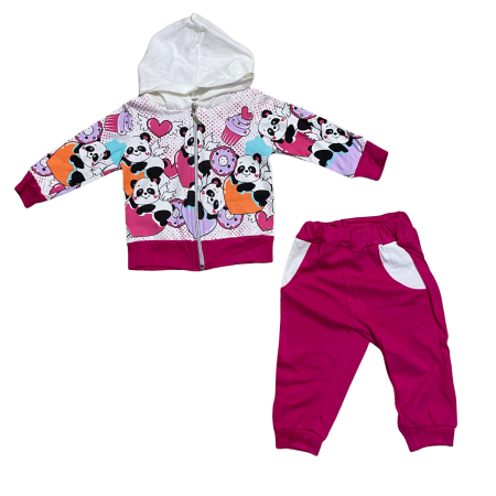 Articole de iarna - Set copii din două piese cu hanorac panda și pantaloni asortați