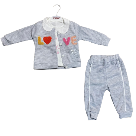 Seturi și compleuri - Set copii din două piese cu jachetă LOVE și pantaloni asortați