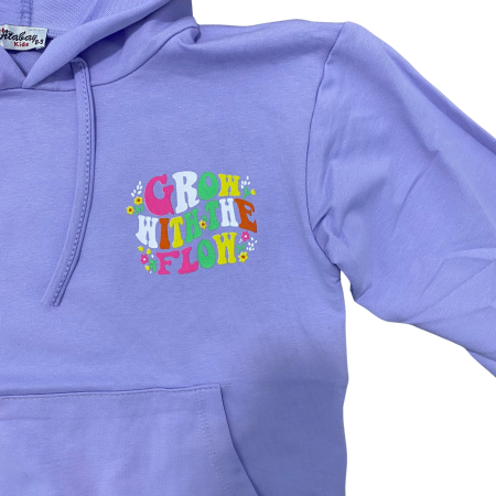 Hanorac mov cu glugă pentru copii – imprimeu „Grow with the Flow” [2]