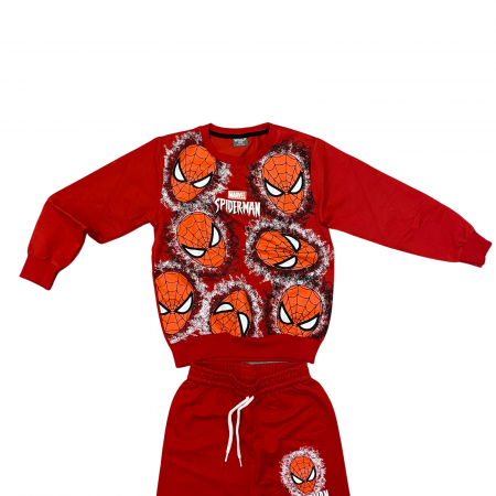 Seturi și compleuri - Trening copii 2 piese – bluza si pantaloni rosii cu imprimeu Spiderman