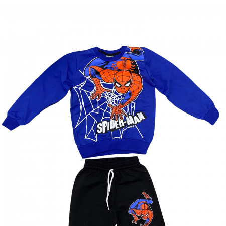 Seturi și compleuri - Trening copii 2 piese – bluza albastra si pantaloni negri cu imprimeu Spiderman