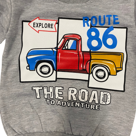 Trening copii „Route 86”  – Bluziță gri și pantaloni negri, bumbac 100% [3]