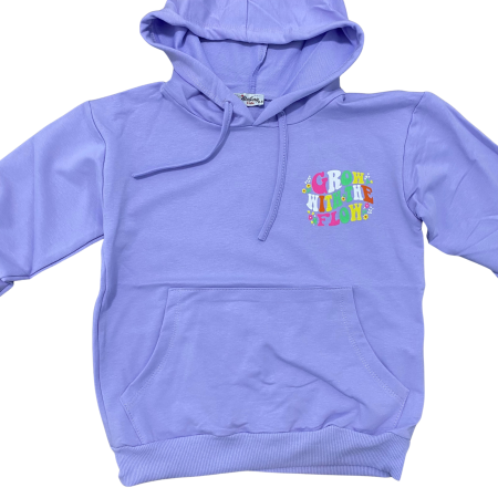 Hanorac mov cu glugă pentru copii – imprimeu „Grow with the Flow” [1]