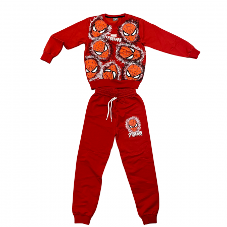 Baieți - Trening copii 2 piese – bluza si pantaloni rosii cu imprimeu Spiderman