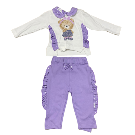 Seturi și compleuri - Set Ursuleț cu Volănașe și Colanți – 3 piese, bumbac moale