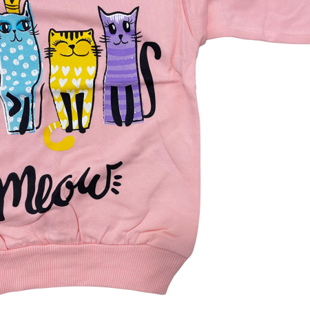 Tricouri si bluze - Bluziță roz pentru copii cu pisicuțe colorate „Meow”